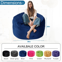 Fauteuil pouf de jeu pour adulte bleu, rempli de mousse, fauteuil pouf Foshan, canapé paresseux massif et large, pouf de luxe pour la maison, canapé paresseux pour la chambre à coucher