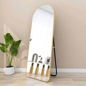 กระจกตั้งพื้นแบบมีกรอบสีทองทรงโค้งทันสมัยปี 2025 พร้อมไฟ LED ตกแต่งผนังห้องน้ำ ห้องนั่งเล่น กำลังเป็นที่นิยม - Product Image 2