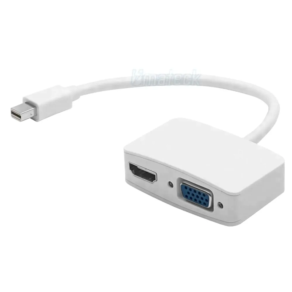 Atacado UMATECK 2 em 1 Mini DisplayPort para HDMI Adaptador VGA Placa de Ouro Mini DP para HDMI/VGA 2 em 1 Conversor