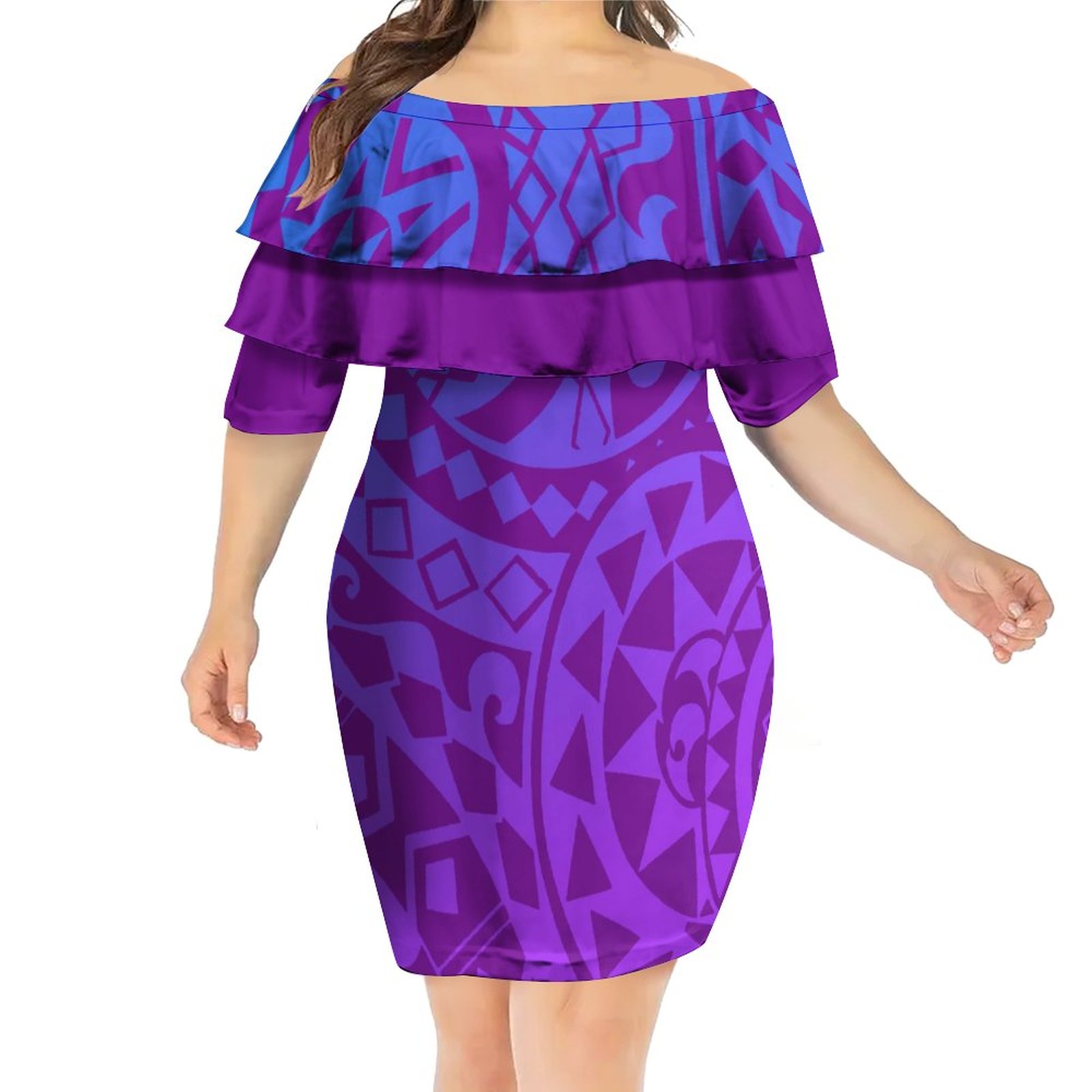 2022 Fall Low Price Wholesale Customize Tonga Polynesian Tribal Mini Dresses  Women Lady Elegant Half Sleeve Double Shawl Dress| Alibaba.com