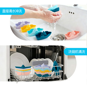 Jouets de bain en silicone pour bébé, bateau, avion, ensemble de dentition flottant, 3 pièces, pour nourrissons et tout-petits de 0 à 24 mois, bleu Cambridge - Product Image 4