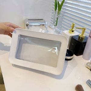 Trousse de Toilette et de Maquillage Transparente en PVC et Cuir PU pour Femme avec Logo Personnalisé, Étanche, à Fermeture Éclair, pour Voyage - Product Image 1