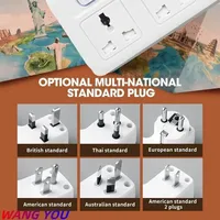 Multiprise UE/UK avec 3 prises CA, 2 ports USB et 1 port Type-C à charge rapide, interrupteurs individuels, adaptateur mural universel