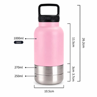Bouteille d'eau isotherme en acier inoxydable 3-en-1 de 32 oz avec logo personnalisé et bols d'alimentation amovibles, double paroi sous vide