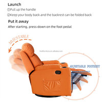Canapé inclinable en cuir de couleur orange, design moderne et de haute qualité, fabriqué en Chine, pour salon.