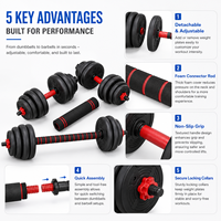 Nouvel ensemble d'haltères en fonte écologique unisexe 20 kg réglable pour la maison, équipement de fitness détachable avec option kettlebell