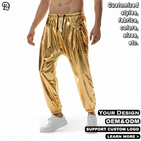 Pantalon Harem Métallisé Homme avec Cordon de Serrage, Coupe Décontractée, Idéal pour la Danse, la Scène, les Festivals, les Soirées Décontractées, les Clubs, les Raves – Pantalon Brillant