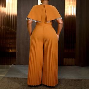 Cape Sleeve High Waist Jumpsuit Women's Party Pleated Skirt <b>Pants</b> Fashion - Product Image 2
