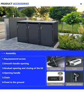 מחסן אחסון פחי אשפה חיצוניים מותאם אישית מפסולת ממוחזרת עבור בתי מלון, מארז לפחי אשפה עם גלגלים - Product Image 4