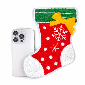 Parche de árbol de Navidad de PVC de plástico de moda estilo bordado de chenilla para coser para decoración de caja de regalo y más - Product Image 1