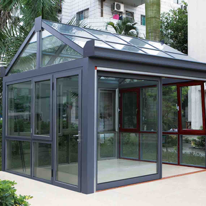 Série de véranda triangulaire en verre, serre facile à assembler, à plusieurs travées, avec toit en verre trempé pour jardin et patio - Product Image 3