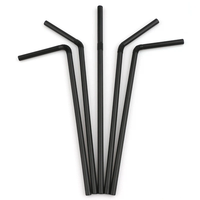 Paille à boire en plastique longue et pliable jetable noire