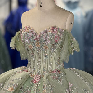 Robe de <span class=keywords><strong>soir</strong></span>ée Jancember 6921 élégante en vert sauge avec fleurs 3D pour Quinceañera - Product Image 6