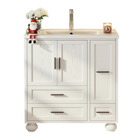 Ensemble de meuble-lavabo de salle de bain intelligent sur pied, personnalisable et moderne, avec miroir, coiffeuse et lavabo - Conception étanche