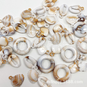 Cuentas colgantes de concha marina simulada de dos tonos con piedra en forma de nube de 15 mm para material de fabricación de joyas DIY, pulseras, collares y llaveros - Product Image 2