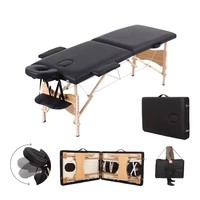 Amain Table faciale portable en bois pour spa de beauté Lit de massage pliable en cuir PVC réglable en hauteur