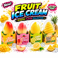 Barres de crème glacée 4D aux fruits, saveurs mélangées (Mangue, Pêche, Lait, Raisin, Fraise), dessert surgelé en gros, tendance