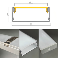 Barre lumineuse LED linéaire sur mesure, 50x20mm, en aluminium 6063, haute puissance, diffuseur laiteux, pour bureaux, entrepôts, hôtels et projets