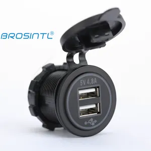 BROSINTL ที่ชาร์จซ็อกเก็ต USB BC018KB พอร์ตคู่สำหรับรถบัสทางทะเล,อินพุต2.4A 12V 24V 5V 4.8A เอาต์พุต