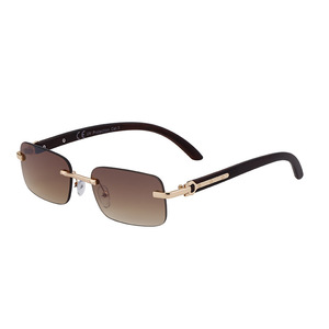 Lunettes de soleil carrées sans monture Zzc pour hommes, verres PC UV400, légères, branches noires, avec étui - Product Image 4