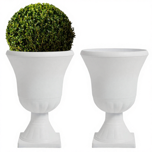 Grands pots à fleurs en résine écologiques au design romain, durables, avec finition en pierre chromée pour l'utilisation dans les jardins et les centres commerciaux - Product Image 2