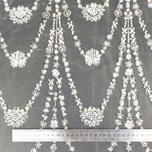 新しい100% ナイロンマルチカラージャカードレース生地女性服生地 - Product Image 5