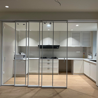 Portes coulissantes en verre à cadre fin pour maison, porte coulissante triple rail en aluminium sur mesure, verre trempé pour villa, rénovation d'appartement