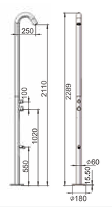 Colonne de douche autoportante de style station de villégiature extérieure montée au sol en acier inoxydable 316 avec option de pulvérisation au pied <span class=keywords><strong>PDV</strong></span> poli - Product Image 3