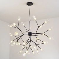 Plafonnier Led suspendu en verre rappelant des lucioles, design nordique moderne, luminaire décoratif de plafond, idéal pour un hôtel