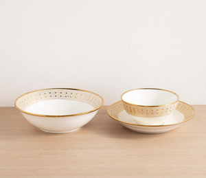 Wholesale Custom Gold Rimmed <b>Ceramic</b> Bowl & <b>Plate</b> Set, Luxury Mosaic Pattern Porcelain Dinnerware for Wedding & Home - Product Image 2