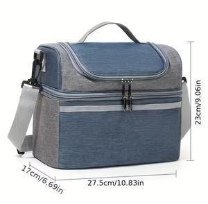 Sac isotherme réutilisable bicolore imperméable pour boîte à lunch, idéal pour l'école, le travail et les pique-niques (vente en gros) - Product Image 2