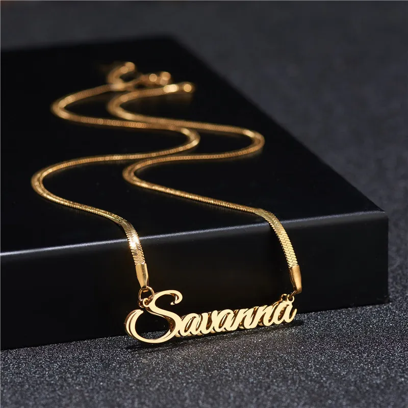 Hawaiian Womens Customized 14K 18K Stainless Steel Name Letter Pendant Jewelry Cutting Gold Silver Double Layer Necklace