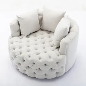 Modern large oversized barrel chairs for living room sofa lounge recliner velvet round swivel chair single tufted accent chair