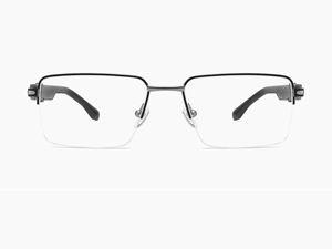 Occhiali da vista da uomo con montatura in metallo semi-rimless, anti-luce blu, design rettangolare. - Product Image 1