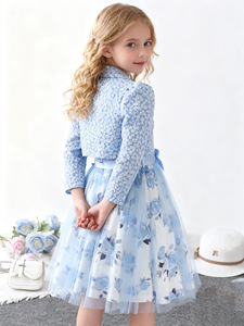 Ensemble de 2 pièces pour filles, <span class=keywords><strong>vêtements</strong></span> de princesse pour jeunes filles, manteau à manches longues et robe fleurie, ensemble de robes de demoiselles d'honneur pour adolescentes - Product Image 2