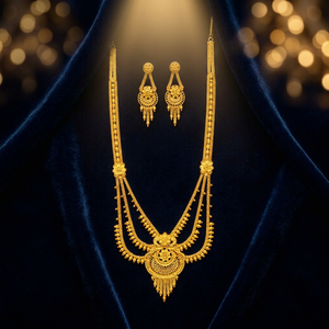 Vente en gros de colliers longs Rani Haar plaqués or micronisé 14K, 18K, 24K, ensemble de bijoux au design traditionnel, bijoux de mode, Oro Joyeria - Product Image 6