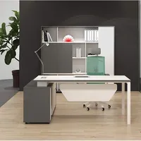 Meubles de bureau modernes professionnels, bureau de direction en MFC E1, bureau d'ordinateur commercial personnalisable, convertible, extensible, 10 ans