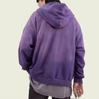 Sweat à capuche pour homme de haute qualité, personnalisé, violet dégradé, coupe oversize, épaules tombantes, effet vieilli, délavé à l'acide