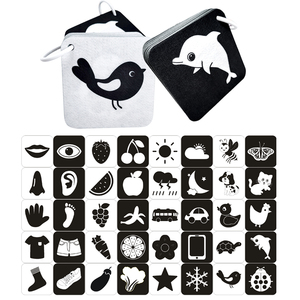 Tarjetas de Estimulación Visual para Bebés, de Fieltro, Blanco y Negro, Tarjetas de Aprendizaje de Alto Contraste para Bebés de 0 a 24 Meses - Product Image 1