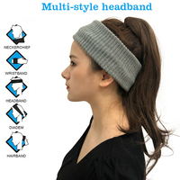 Bandeau épais en tricot blanc solide pour femme, serre-tête doux avec Crochet, accessoires de sport, Turban pour l'hiver