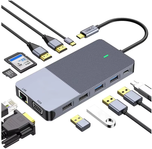 12 in 1 Triple Display USB C Docking Station 4K HDMI LAN Type C Hub Docking Station with <strong>DP</strong> for Laptop Desktop Computer - Product Image 1
