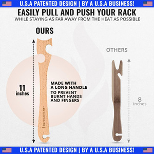 Wooden Oven Rack Pull Rod With Long Handle For Convection Ovens And <b>Toasters</b> 3-5kg Capacity Single Hook Design - Product Image 5