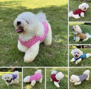 Hunde hemden Gestreifte T-Shirts aus Baumwolle, atmungsaktive Grund weste für Welpen und Katzen, super weiches, dehnbares Hunde-T-Shirt-Tanktop - Product Image 1