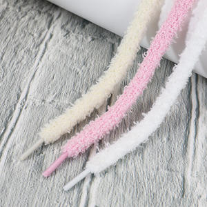 Venta caliente 10mm Cordones dentados Felpa para cordones Grueso Plano Fat SB Dunks Zapatillas de lona bajas Impreso Poliéster Fluffy Shoe Lac - Product Image 4