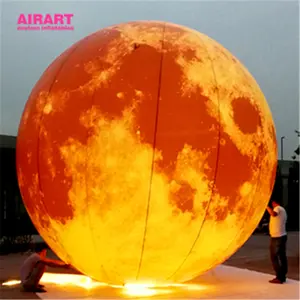 16ft 직경 거대한 크기 축제 파티 장식 풍선 달 풍선 LED 조명 추가