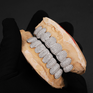 Grillz en <span class=keywords><strong>Argent</strong></span> 925 Hip Hop avec Moissanite Solide, Grillz Haut et Bas pour Dents, Protège-Dents Buccaux Punk, Bijoux de <span class=keywords><strong>Rappeur</strong></span> Kingber - Product Image 4