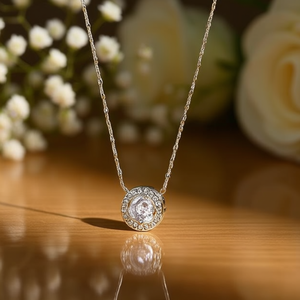 Collar con Colgante Amy Amy, Plata 925, Circonita Redonda de Corte Brillante, Bañado en Rodio, Cadena de Serpiente, Estilo Clásico, Joyería para Mujer - Product Image 2