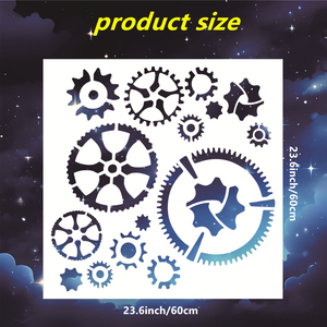 ลายฉลุนาฬิกาขนาดใหญ่ 60x60 ซม. แบบใช้ซ้ำได้ สำหรับวาดลายนาฬิกา  แม่แบบวาดลาย DIY สำหรับตกแต่งนาฬิกาสไตล์วินเทจ - Product Image 4