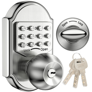 Serrure de porte mécanique à bouton en acier inoxydable brossé, sans batterie, sans câblage, avec code à 4-8 chiffres et 8000 combinaisons, vente en gros OEM - Product Image 1