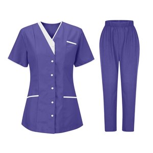 Haut à manches courtes et col en V de style européen et américain, uniforme pour salon de beauté, médecin, infirmière, soignante, technicienne - Product Image 5